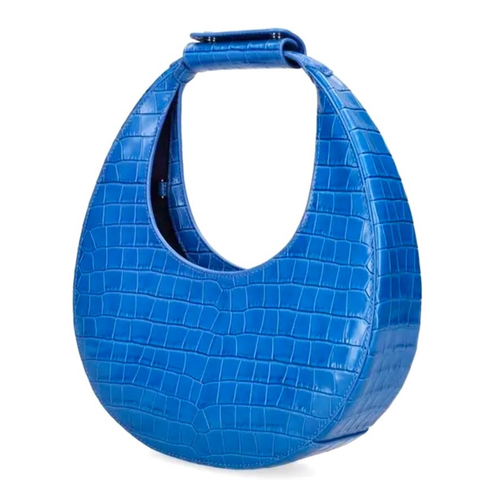 🌺🎉2XHP🎉🌺 NWT Staud Mini Moon Crocodile Embossed Bag Island Blue - Picture 14 of 16